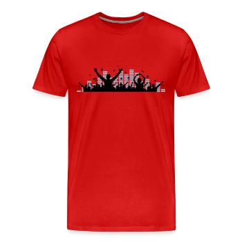 Menschen - Konzert Festival - Männer Premium Bio T-Shirt - Rot - Vorne - Damien (186cm)