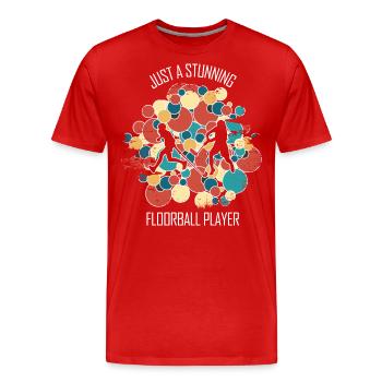 Floorball Floorball Hockey sur gazon Hockey en salle - T-shirt bio Premium Homme - rouge - Devant - Damien (186cm)
