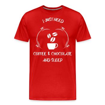 Café, expresso, café et chocolat - T-shirt bio Premium Homme - rouge - Devant - Damien (186cm)