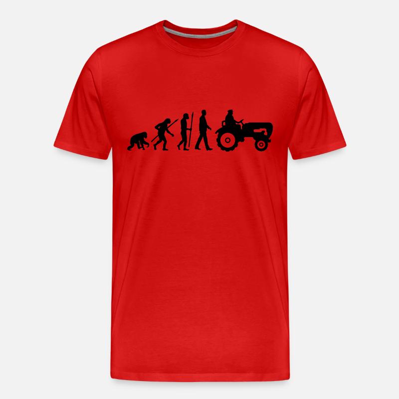 evolution_bauer_mit_traktor_032013_a_1c - Men's Premium Organic T-Shirt - red