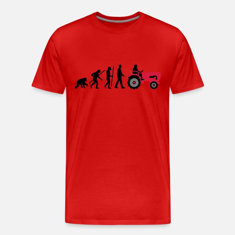 evolution_bauer_mit_traktor_032013_a_3c - Männer Premium Bio T-Shirt - Rot