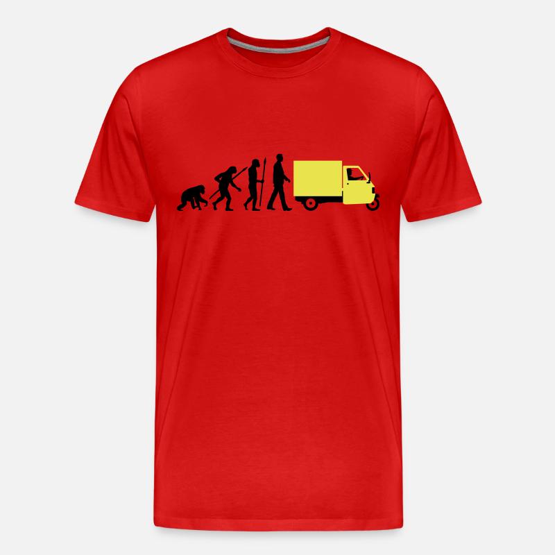 evolution_of_man_Piaggio Ape_092014_a_2c - Männer Premium Bio T-Shirt - Rot