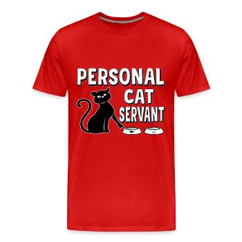 Funny Black Cat - Serviteur de chat personnel - T-shirt bio Premium Homme - rouge - Devant - Damien (186cm)