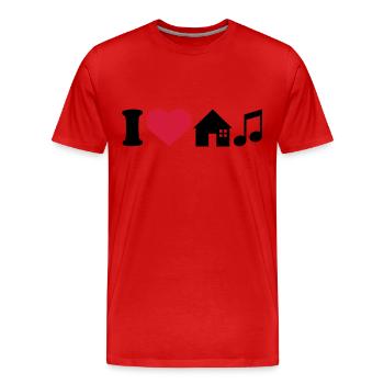 I love House music - T-shirt bio Premium Homme - rouge - Devant - Damien (186cm)