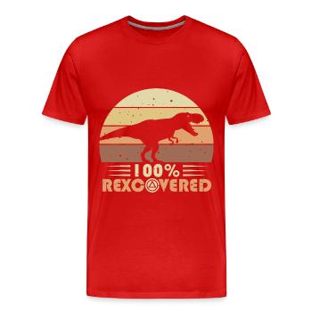 Faith Sobriety Sober Life Addiction T-Rex - Men's Premium Organic T-Shirt - red - Front - Damien (186cm)
