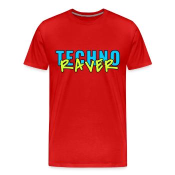 techno raver - Männer Premium Bio T-Shirt - Rot - Vorne - Damien (186cm)