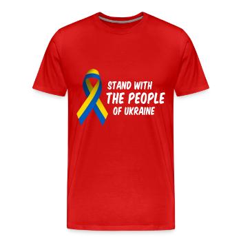 I stand with Ukraine - Men's Premium Organic T-Shirt - red - Front - Damien (186cm)