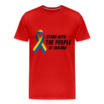 Slogan de la liberté en Ukraine - T-shirt bio Premium Homme - rouge - Devant - Damien (186cm)