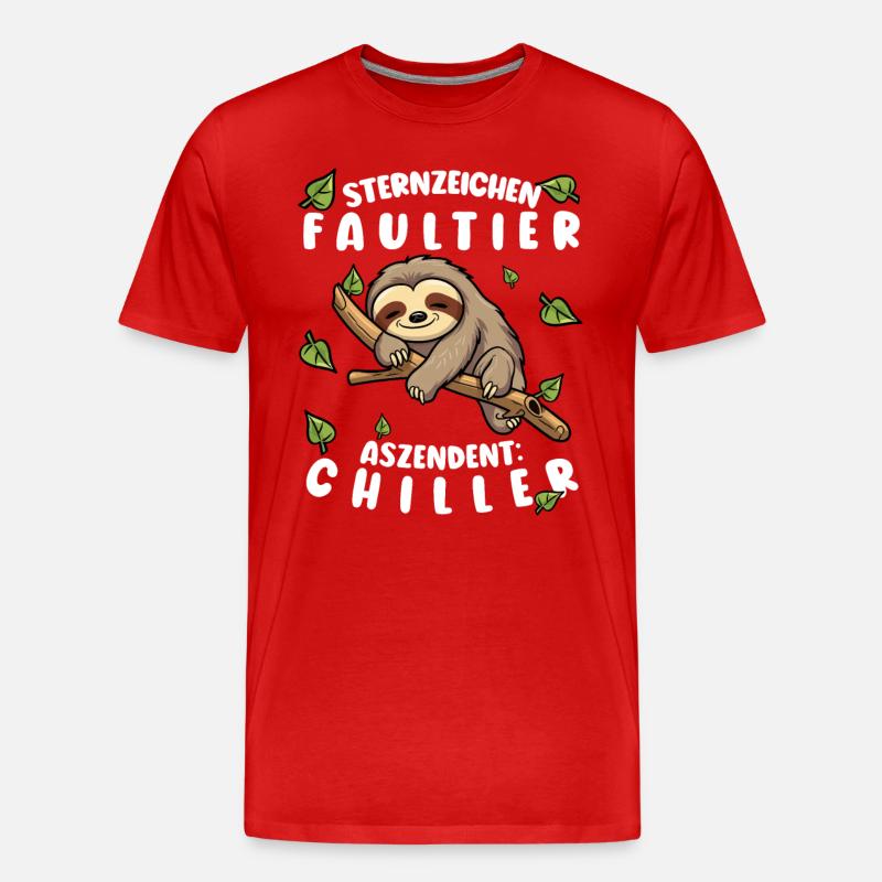 Faultier Lustiger Spruch: Sternzeichen Faultier - Männer Premium Bio T-Shirt - Rot