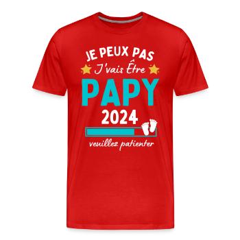 Je peux pas j'vais être Papy 2024 Futur Grand-père - T-shirt bio Premium Homme - rouge - Devant - Damien (186cm)