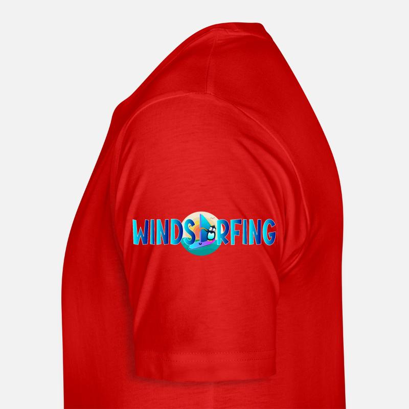 Windsurfing Penguin - Männer Premium Bio T-Shirt - Rot