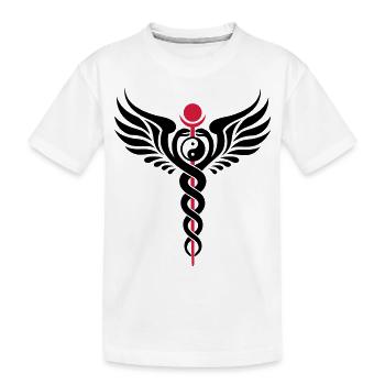Caduceus, Yin Yang, Winged Serpent, Hermetic - Kids' Premium Organic T-Shirt - white - Front