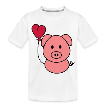 Porcs avec le ballon de coeur - T-shirt bio Premium Enfant - blanc - Devant