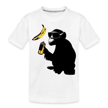 monkey sprayed banana - Kids' Premium Organic T-Shirt - white - Front