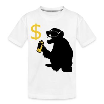 monkey sprayed dollar signs - Kids' Premium Organic T-Shirt - white - Front