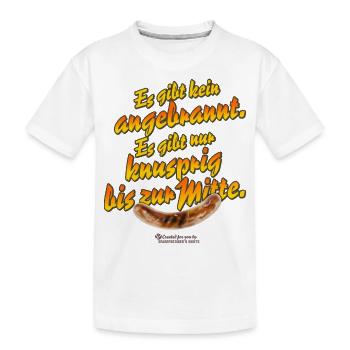 Grill T-Shirt angebrannt knusprig bis zur Mitte - Kinder Premium Bio T-Shirt - Weiß - Vorne