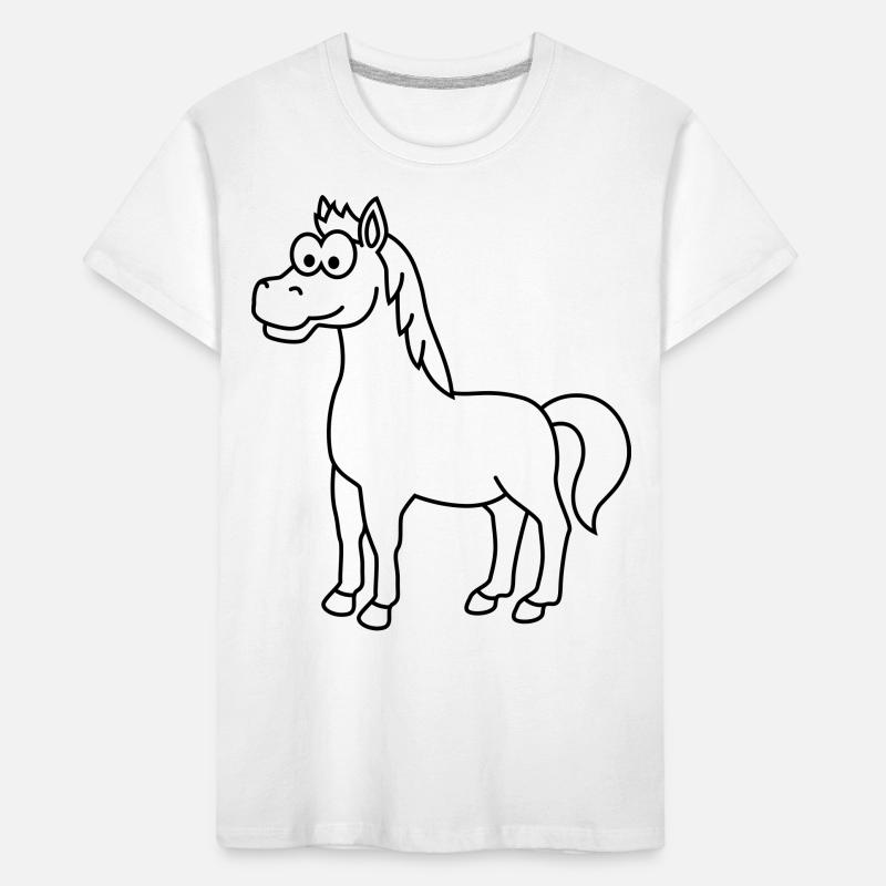 Pferd Comic Tier Kinder Premium Bio T-Shirt