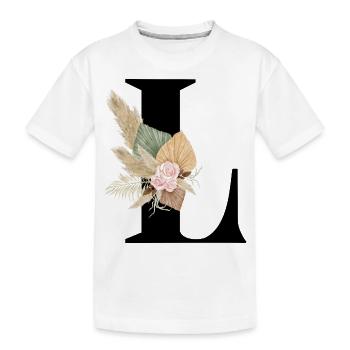 lettre L fleuris - T-shirt bio Premium Enfant - blanc - Devant