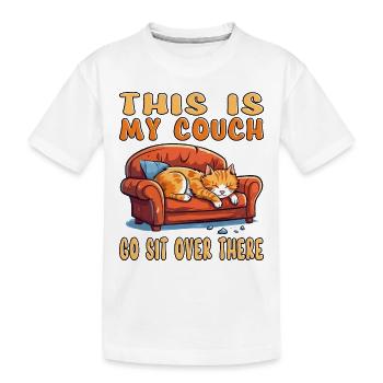 Chat Canapé Canapé Drôle Humour Dessin animé typique - T-shirt bio Premium Enfant - blanc - Devant