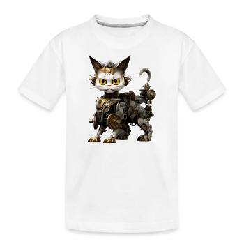 Steampunk Katze - Kinder Premium Bio T-Shirt - Weiß - Vorne