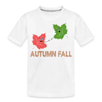 Autumn Fall Funny Maple Leaf Joke Cartoon Design - Kids' Premium Organic T-Shirt - white - Front