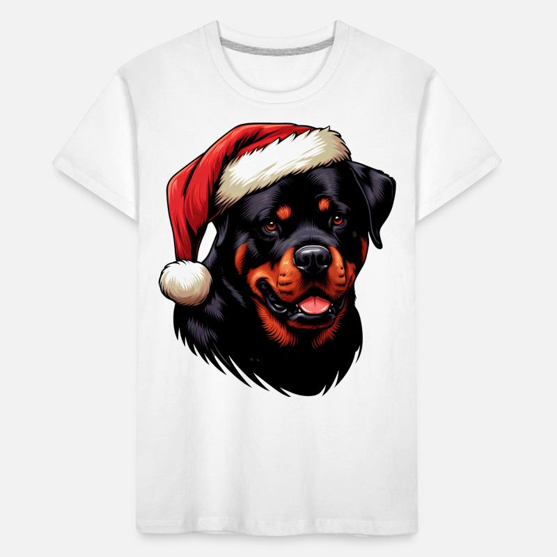 Rottweiler als Weihnachtsmann Kinder Premium Bio T-Shirt