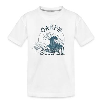 Carpe Surfem! Nutze die Welle! Carpe Diem Surfer - Kinder Premium Bio T-Shirt - Weiß - Vorne