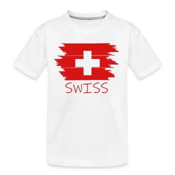 Swiss Schweiz Switzerland - Kinder Premium Bio T-Shirt - Weiß - Vorne