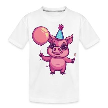Cochon Anniversaire Bande Dessinée Sanglier - T-shirt bio Premium Enfant - blanc - Devant