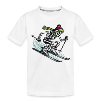 Skelett auf Skiern - Winterabenteuer mit Twist - Kinder Premium Bio T-Shirt - Weiß - Vorne