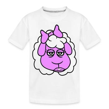 mouton fille femme visage femelle assez fatigué - T-shirt bio Premium Enfant - blanc - Devant