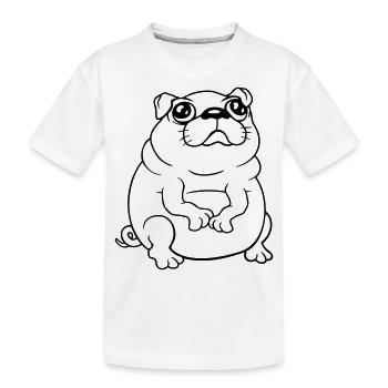 Mops Hund Sitzt Klein Betteln Dick Guckt Traurig - Kinder Premium Bio T-Shirt - Weiß - Vorne