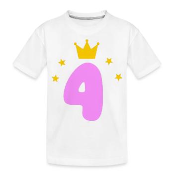 Girl's 4th Birthday - Kids' Premium Organic T-Shirt - white - Front