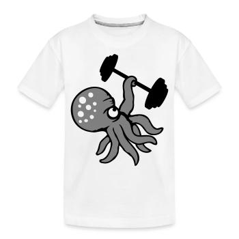 Oktopus Bodybuilder Muskelaufbau Fitnessstudio Gym - Kinder Premium Bio T-Shirt - Weiß - Vorne