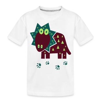Dino Dinosaurier Fussspuren - Kinder Premium Bio T-Shirt - Weiß - Vorne