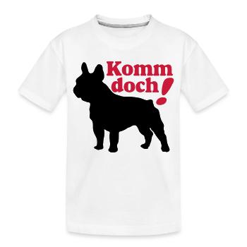 Französische Bulldogge , French Bulldog ,Komm.(25) - Kinder Premium Bio T-Shirt - Weiß - Vorne