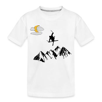 Mountain with ski freestyle - Kids' Premium Organic T-Shirt - white - Front
