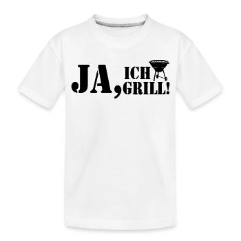 Grillkönig, Grillen, BBQ, Ja ich Grill (25) - Kinder Premium Bio T-Shirt - Weiß - Vorne