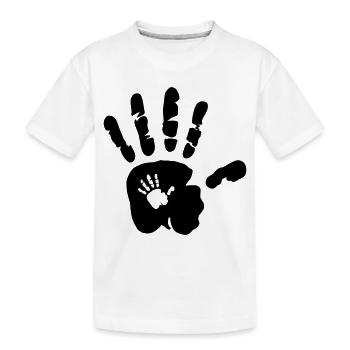 Main dans la main - Händer - Mama - Baby - Papa - Enfant - T-shirt bio Premium Enfant - blanc - Devant