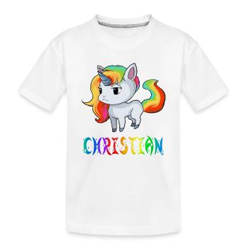 Christian Einhorn - Kinder Premium Bio T-Shirt - Weiß - Vorne