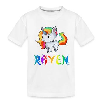 Einhorn Raven - Kinder Premium Bio T-Shirt - Weiß - Vorne
