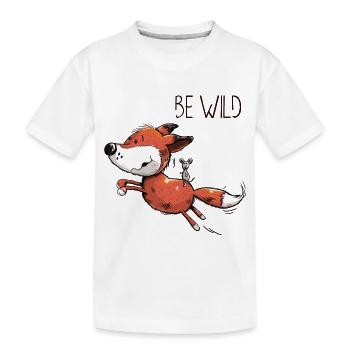 Be Wild Fuchs mit reitender Maus - Baby - Comic - Kinder Premium Bio T-Shirt - Weiß - Vorne