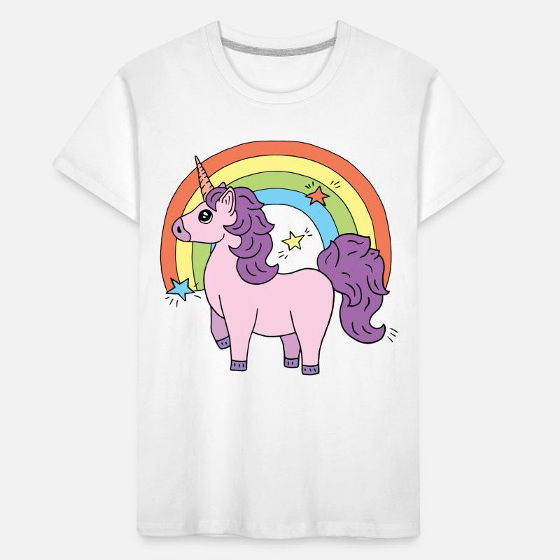 Licorne Elsbeth devant un arc-en-ciel T-shirt bio Premium Enfant