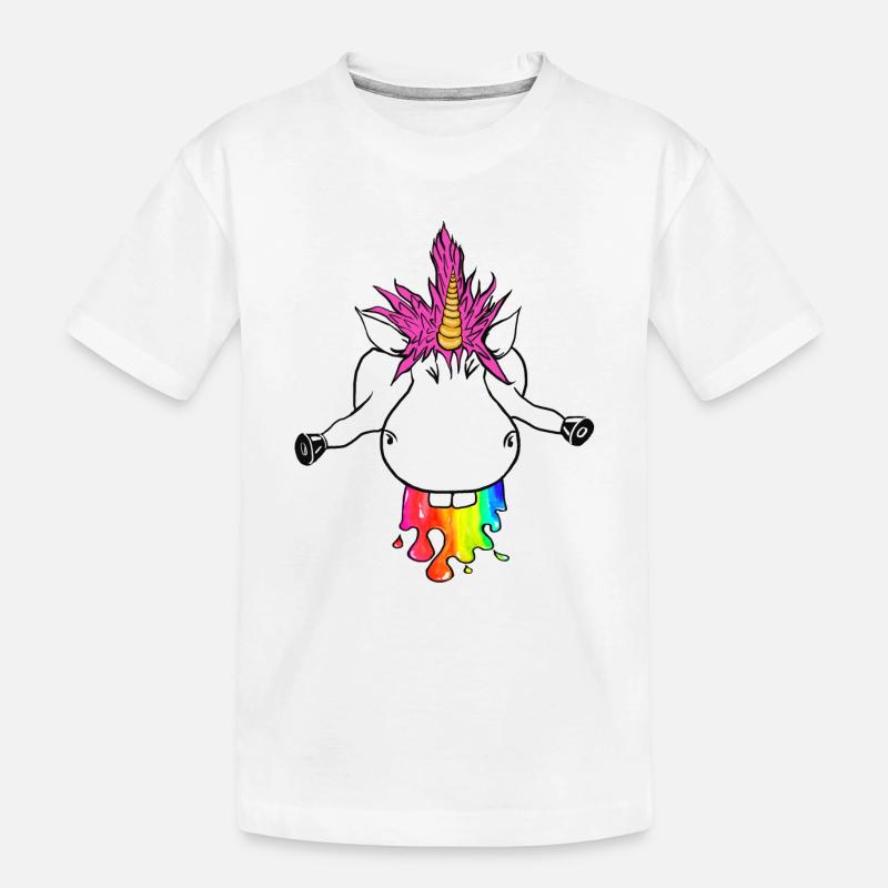 Regenbogen Einhorn Farbklecks Regenbogenkotze - Kinder Premium Bio T-Shirt - Weiß