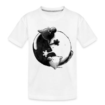 Black and White - Yin Yang - Katzen - Kinder Premium Bio T-Shirt - Weiß - Vorne