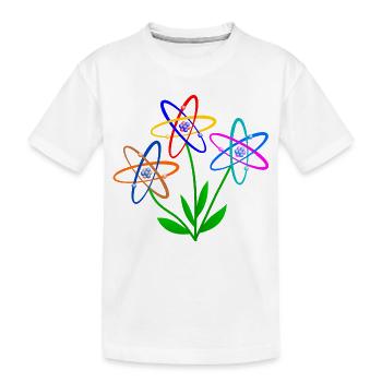 puissance florale, atome, noyau atomique, énergie nucléaire des fleurs - T-shirt bio Premium Enfant - blanc - Devant