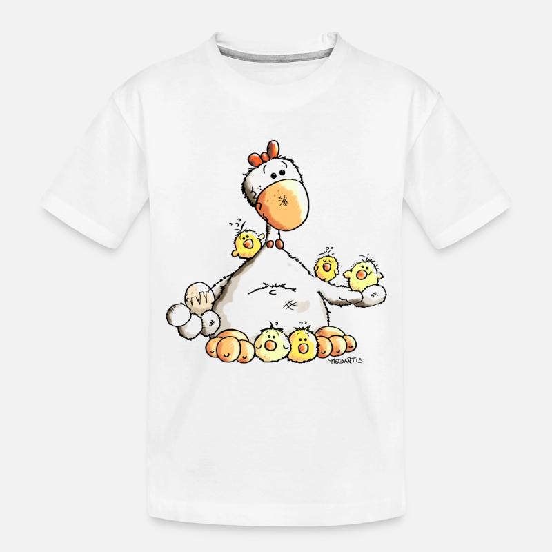 Glückliches Huhn - Kinder Premium Bio T-Shirt - Weiß