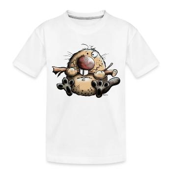 Funny Beaver - Kids' Premium Organic T-Shirt - white - Front