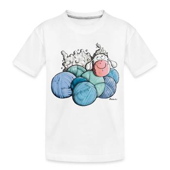 Schaf auf Wolle - Kinder Premium Bio T-Shirt - Weiß - Vorne