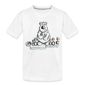 Ours Polaire avec les pingouins - T-shirt bio Premium Enfant - blanc - Devant